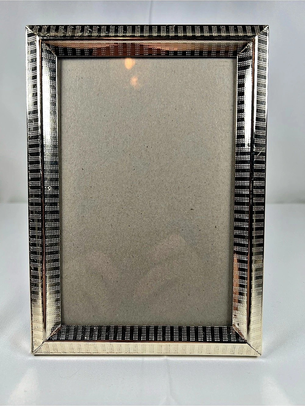 Sheffield Home 4x6 Silver Picture Frame - Textured Plaid Checkered Pattern